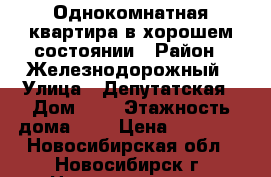 Однокомнатная квартира в хорошем состоянии › Район ­ Железнодорожный › Улица ­ Депутатская › Дом ­ 2 › Этажность дома ­ 9 › Цена ­ 12 000 - Новосибирская обл., Новосибирск г. Недвижимость » Квартиры аренда   
